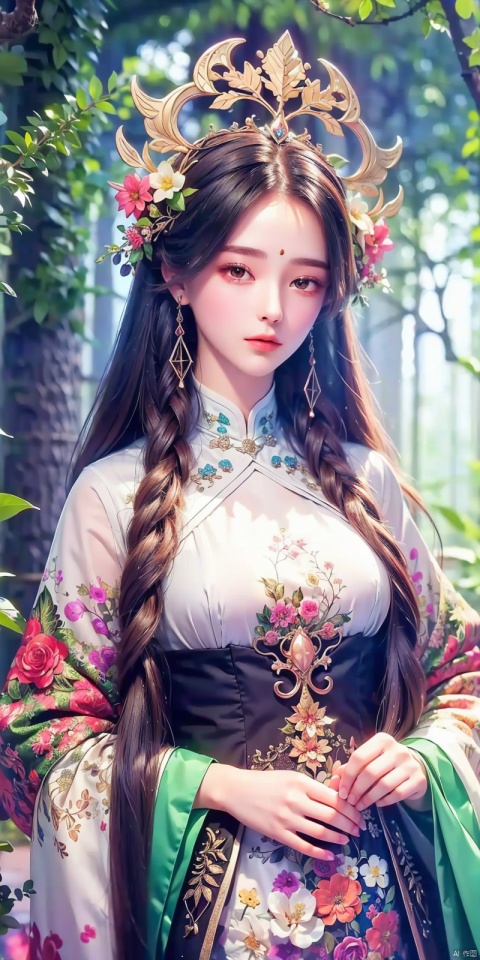  (masterpiece, top quality, best quality, official art, beautiful and aesthetic:1.2),(1girl),upper body,extreme detailed,(fractal art:1.3),colorful,flowers,highest detailed,1 girl,glowing,skirt tied over head,shirt, 1girl, , , ((poakl)), liushen