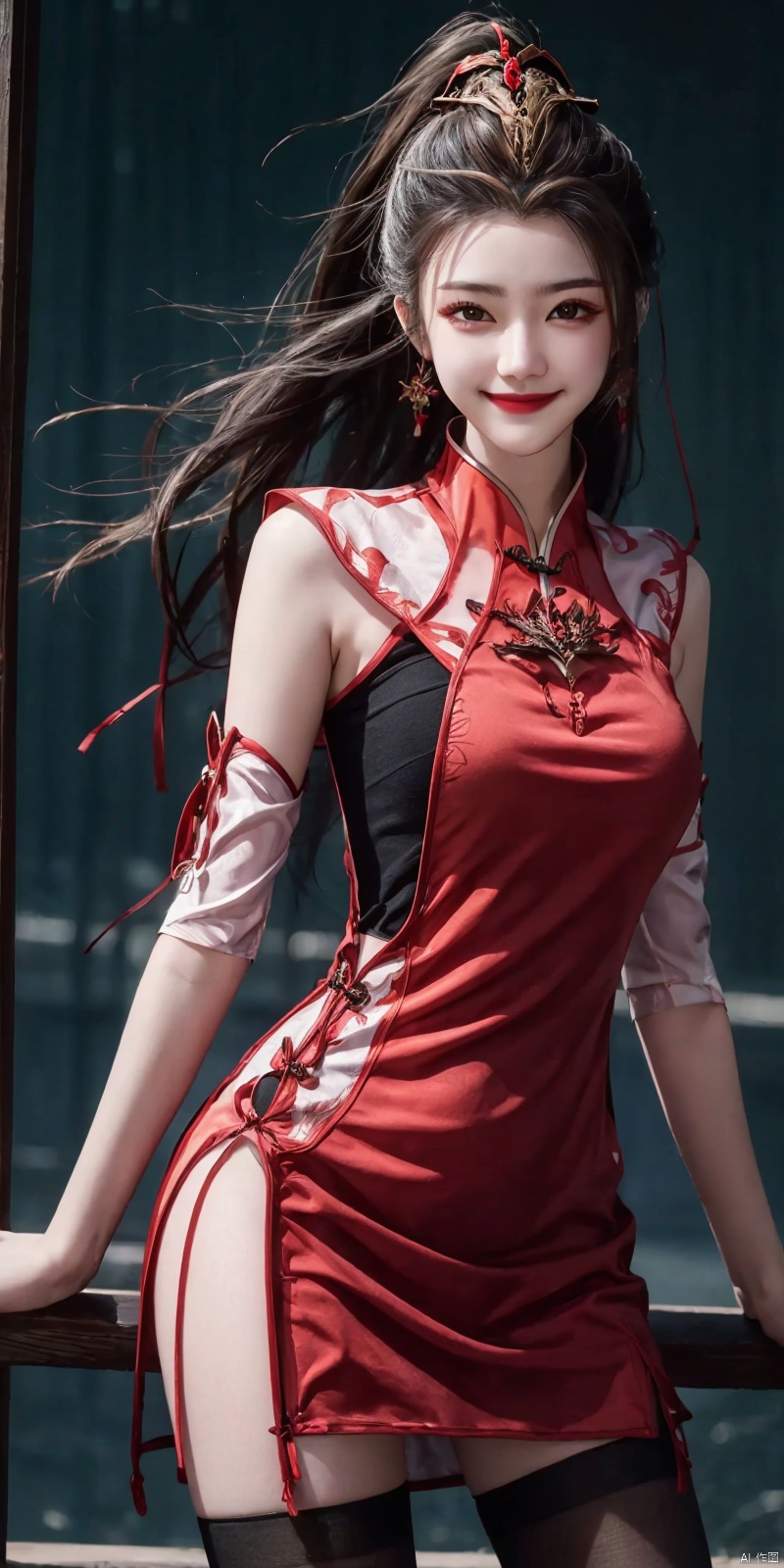  best quality, masterpiece,  ,(Good structure), DSLR Quality,Depth of field,kind smile,looking_at_viewer,Dynamic pose, 
,,, (high definition: 1.0), (HD: 1.0), , (ultra resolution: 1.0), (4K: 1.0), (photorealistic: 1.0), (realistic: 1.0), , (professional photography: 1.0), (DSLR quality: 1.0), , (detailed: 1.0), (sharp focus: 1.0), , (masterpiece: 1.2), (epic shot: 1.2),
 Cinematic, , Natural lighting, , solo, 1girl,Wind, flowing hair, kind smile, , pose for picture, Dynamic pose, looking_at_viewer,
A young model in Chinese dress poses with her arms leisurely, in front of divine light with silhouette light illuminating the edges of the long curly hair, snowflake, outdoors,
Excellent skin texture, gaze deeply, cheerful atmosphere, in the style of eye-catching resin jewelry, matte photo, minimalist beauty, meticulous linework precision, The background is a bustling city,High resolution,8K, neo-chinese style, huayu, 1girl,police,thighhighs, , , , Detail, china dress, blackpantyhose, , dress, , ,  , jiujiu