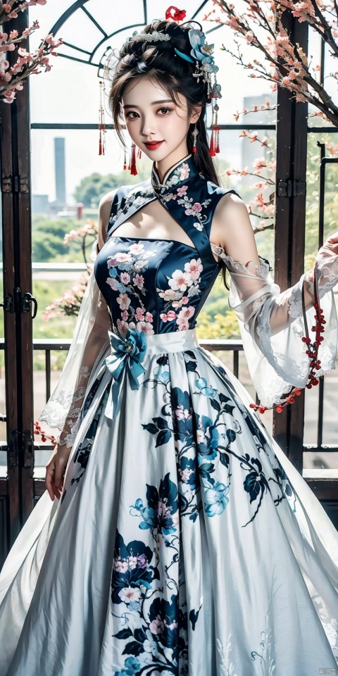  (Good structure), DSLR Quality,Depth of field ,looking_at_viewer,Dynamic pose, , kind smile,
 masterpiece, The best quality, 1girl, luxurious wedding dress, dreamy scene, white background, front viewer, looking at viewer, Flowers, romantic, Bride, Translucent white turban, UHD, 16k, , sparkling dress, , white stockings, , chinese dress,white dress,long hair,
chinese clothes,dress,white dress,floral print,china dress,blue dress,hanfu,long sleeves,print dress,robe,skirt,sleeveless dress,widesleeves, weddingdress, , , zhulin