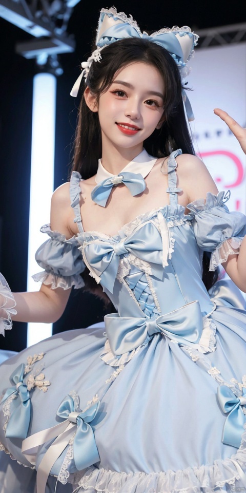  (Good structure), DSLR Quality,Depth of field,kind smile,looking_at_viewer,Dynamic pose, ,(wariza),,Girl, bare shoulders, , boobs, bow tie, ,purple eyes, cat ears, collar, ((Lolita Dress: 1.4)) , blue and white Lolita dress, wrinkled leg outfit, hand-held, lips, nose, shoulders, , alone, long_hair, kind smile, looking at the audience, white leg costume, wrist cuffs, 1girl,,looking_at_viewer, , lolidress , ,dress, zhouye