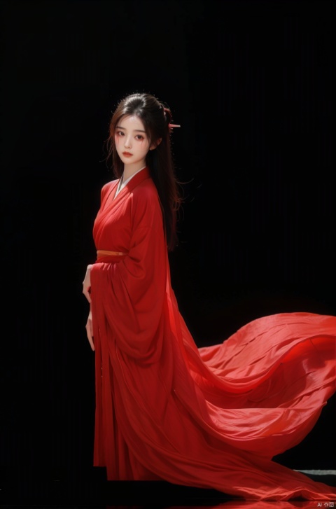  High detailed, masterpiece, A girl, Half-body close-up, solo, female focus：1.35, Tears in the eyes, [Shed tears], widow's peak, Long hair drifting away：1.5, Red, Hanfu|kimono）, /, Suspended red silk：1.35, BREAK, fine gloss, full length shot, Oil painting texture, (Black Background: 1.3), bow-shaped hair, 3D, ray tracing, reflection light, anaglyph, motion blur, cinematic lighting, motion lines, Depth of field, ray tracing, sparkle, vignetting, UHD, 8K, best quality, textured skin, 1080P, ccurate,upper body , xinjiang, xinjiang, shufa background