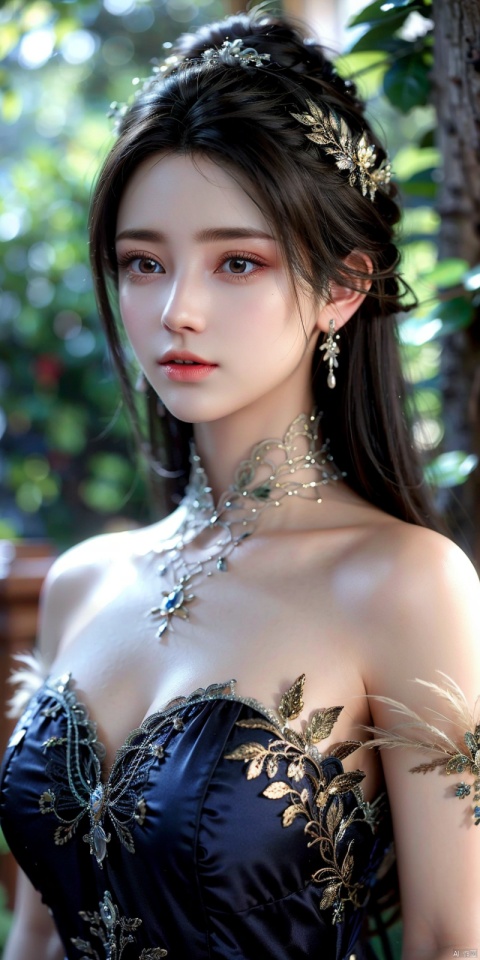  kq01,1girl,solo,black hair,bare shoulders,dress,full body,feathers,, (high quality), best quality, (4k), 8k, super detailed, (full detail), (masterpiece), (realistic), super detailed,(Exquisite details) ,intricate, kq01, ((poakl)), , xuner