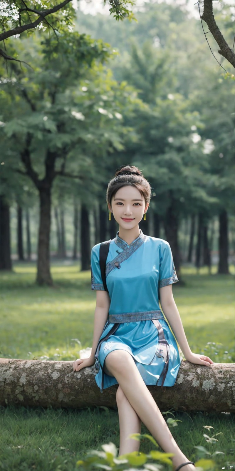  (Good structure), DSLR Quality,Depth of field ,looking_at_viewer,Dynamic pose, , kind smile,1girl ,
zhuangzu, 1girl, solo, sitting, grass, tree, smile, outdoors, dress, looking at viewer, lianmo