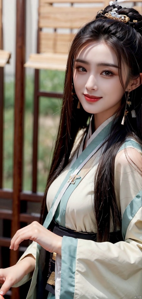  cowboy shot,(Good structure), DSLR Quality,Depth of field,kind smile,looking_at_viewer,Dynamic pose,,
zhangmin, 1girl, realistic, solo, earrings, jewelry, black hair, chinese clothes, hanfu, long hair, hair ornament, hand fan, upper body, looking at viewer
