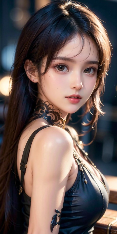  , best quality, 8K, HDR, highres, absurdres:1.2, blurry background, bokeh:1.2, Photography, (photorealistic:1.4), (masterpiece:1.3), (intricate details:1.2), 1girl, solo, delicate, (detailed eyes), (detailed facial features), petite,skin tight, (looking_at_viewer), from_front, (skinny), (lipgloss, caustics, Broad lighting, natural shading, 85mm, f/1.4, ISO 200, 1/160s:0.75),dress, , ((poakl)),Light master,, tifa lockhart