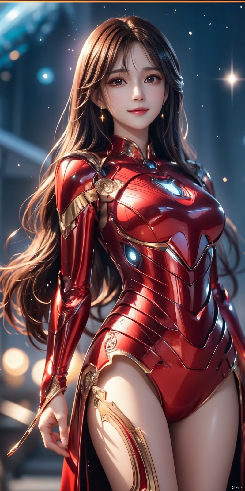  (Good structure), HDR, UHD, 8K, A real person, Highly detailed, best quality, masterpiece, 1girl, realistic, Highly detailed, (EOS R8, 50mm, F1.2, 8K, RAW photo:1.2), ultra realistic 8k, (best illumination, best shadow, extremely delicate and beautiful), (official art, beautiful and aesthetic:1.2), ,gangtiexia,,solo,standing,armor,((purple of power armor)),glowing,male focus, solo, 1girl, , long hair, Wind, flowing hair, kind smile, (perfect body),
full body, Wind, flowing hair, kind smile,((Cosmic starry sky, starry background)) , pose for picture, , looking_at_viewer,, as sky, xuxin, ((poakl))