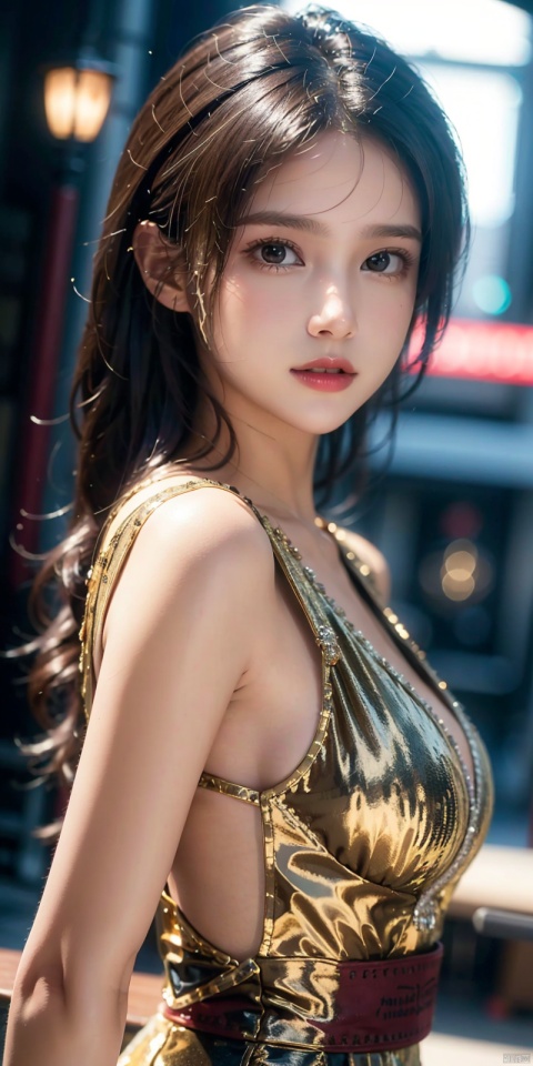  , best quality, 8K, HDR, highres, absurdres:1.2, blurry background, bokeh:1.2, Photography, (photorealistic:1.4), (masterpiece:1.3), (intricate details:1.2), 1girl, solo, delicate, (detailed eyes), (detailed facial features), petite,skin tight, (looking_at_viewer), from_front, (skinny), (lipgloss, caustics, Broad lighting, natural shading, 85mm, f/1.4, ISO 200, 1/160s:0.75),dress, , ((poakl)),Light master,, tifa lockhart