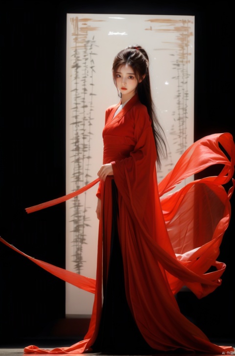  High detailed, masterpiece, A girl, Half-body close-up, solo, female focus：1.35, Tears in the eyes, [Shed tears], widow's peak, Long hair drifting away：1.5, Red, Hanfu|kimono）, /, Suspended red silk：1.35, BREAK, fine gloss, full length shot, Oil painting texture, (Black Background: 1.3), bow-shaped hair, 3D, ray tracing, reflection light, anaglyph, motion blur, cinematic lighting, motion lines, Depth of field, ray tracing, sparkle, vignetting, UHD, 8K, best quality, textured skin, 1080P, ccurate,upper body ,  xinjiang, xinjiang