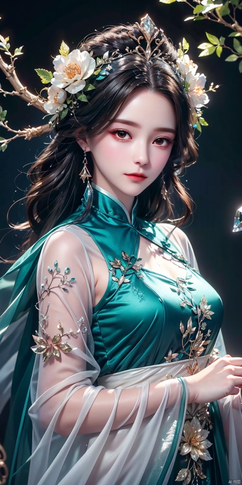  1girl,hanfu,,((water drops)),wet clothes,((beautiful detailed water)),((floating)),dynamic angle,(((crystals texture Hair))),((beautiful detailed glass hair)),((glass shaped texture hand)),((crystallize texture body)),gem body,hands as clear as jewels,crystallization of clothes,((crystals texture skin)),sparkle,lens flare,light leaks,broken glass,detailed glass shaped clothes,beautiful detailed gemstone sky,gemstone sea,crystals texture flowers,((detailed crystallized clothing)),beautiful detailed glow, (detailed ice), beautiful detailed water, ruhua, , ((poakl)), liushen,kind smile,looking_at_viewer