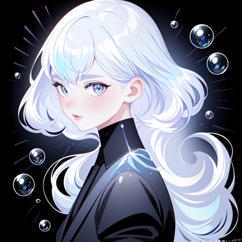  masterpiece,best quality, highly detailed, diamond (houseki no kuni),1other, gem uniform (houseki no kuni), solo, androgynous, looking at viewer, parted lips, black necktie, dated, shirt, artist name, upper body, sparkle,,gem unifo,(bubble:1.5),masterpiece,best quality,masterpiece,best quality,official art,extremely detailed CG unity 16k wallpaper,masterpiece,thigh,((1girl)),(science fiction:1.1),(ultra-detailed crystallization:1.5),(crystallizing girl:1.5),kaleidoscope,((iridescent:1.5) long hair),(glittering silver eyes),sitting,surrounded by colorful crystals,blue skin,(skin fusion with crystal:1.8),looking up,face focus,simple dress,transparent crystals,flat dark background,lens flare,prism, 1 girl, Light master