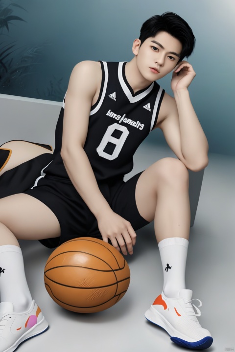  Facing the audience, handsome male, male focus, realistic, white and tender skin, wearing bright colorful basketball jersey, basketball court, playing basketball, forest background, colorful flowers, sunny
Black hair, stockings, white socks, designer sneakers, maleBlack hair, stockings, white socks, designer sneakers, male