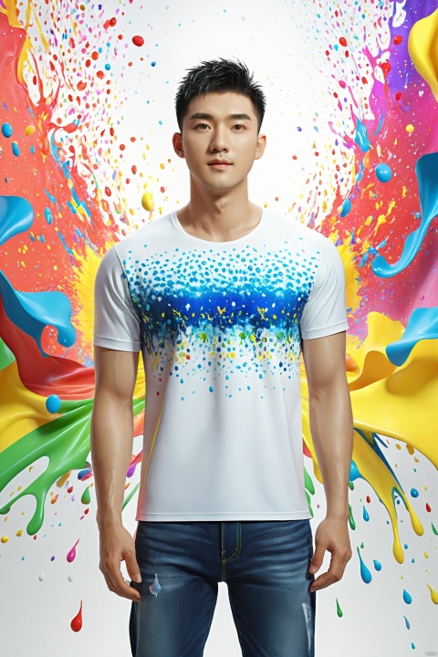 a man  handsome,(fullbody),Feminine beauty, high detail and quality, 8K Ultra HD, 3d, vivid colors, seamless patterns, fabric art, art station, many colorful and detailed designs combining magic and fantasy, splashes, aesthetic for wallpaper design, white tone, photorealistic, ultra realistic, impressive in full color., Oouguancong