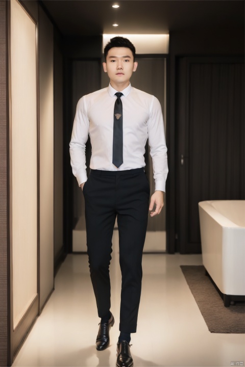  1man,Asian,solo,male focus,exquisite facial features,handsome,charming,necktie,sheer socks,full body,dimly lit,masterpiece,realistic,best quality,highly detailed, jzns,zuk,男人,男,男孩,男