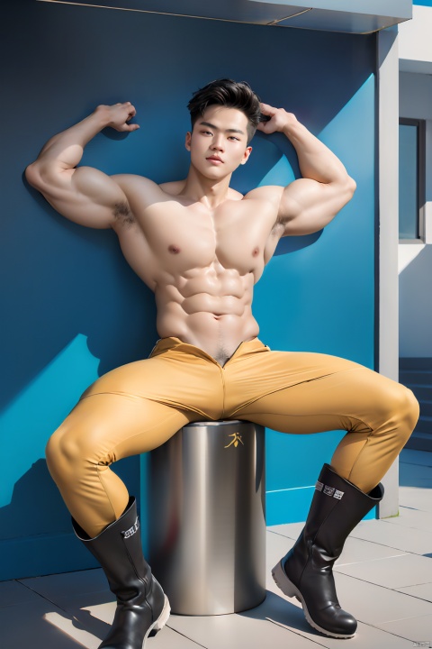  best quality, masterpiece, super high resolution, simple background, realism, illustrations, volumetric lighting,
single,1boy, muscle, 
full body, power ranger, 
spread legs,
(arms behind back), Sitting on theground,leaningagainstthewall,,ridingboots,男,SaSangAAA,鐢蜂汉锛岀敺澹紝鐢峰锛岀敺锛岀敺瀛�