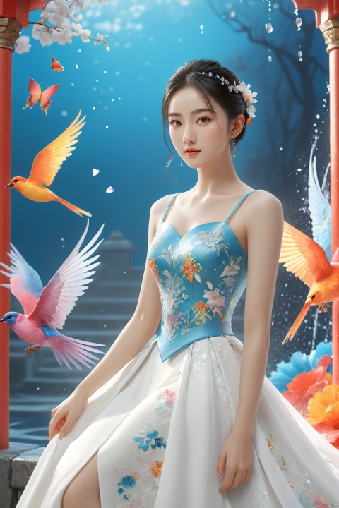  a man handsome,(fullbody),Feminine beauty, high detail and quality, 8K Ultra HD, 3d, vivid colors, seamless patterns, fabric art, art station, many colorful and detailed designs combining magic and fantasy, splashes, aesthetic for wallpaper design, white tone, photorealistic, ultra realistic, impressive in full color., Oouguancong, 1girl