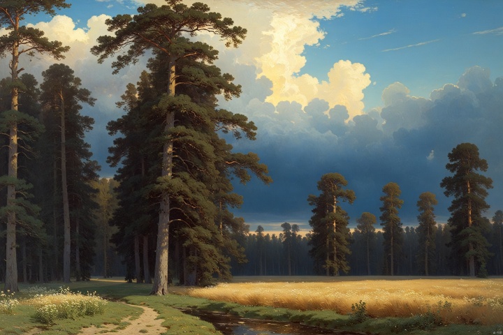  ivan Shishkin,,outdoors,trees,clouds,leafs,grass,flowes, light master