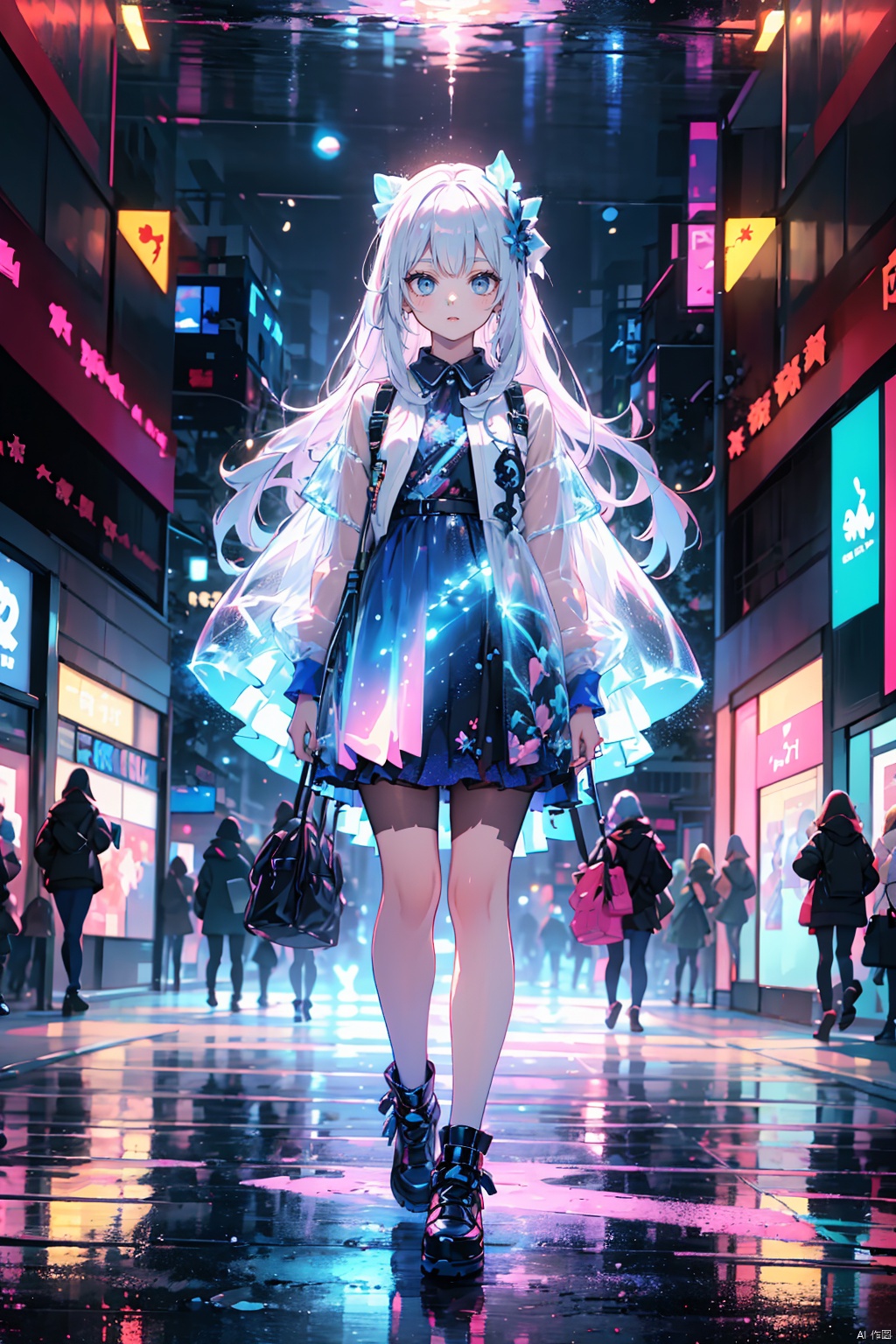  Masterpiece,High quality,Surreal,Multiple exposure scene,1 girl,Mechanical wings,Woman's figure,Intertwined,Extreme detailed,Celestial patterns,Conveying,Sense of cosmic connection,Science fiction,Electric particle effect, ethereal dragon, sky, 1girl