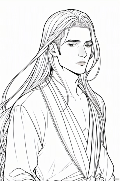 1boy,line style,long hair,