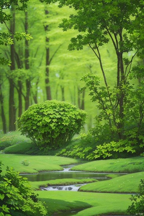  , shinkai color, OUT7033,
dew,Fresh background,Best Quality, High Resolution, Perfect Lighting, (Extremely Fine CG: 1.2), 32K.(Green Plant Art Form, Solo: 1.5), Flower, Meadow, Forest, Spring, Blooming Flowers, Moss Microlandscape, Green, Simple, Clean Light Background, Light Tracing, Natural Light, C4D, OC Render, (Masterpiece: 1.2)