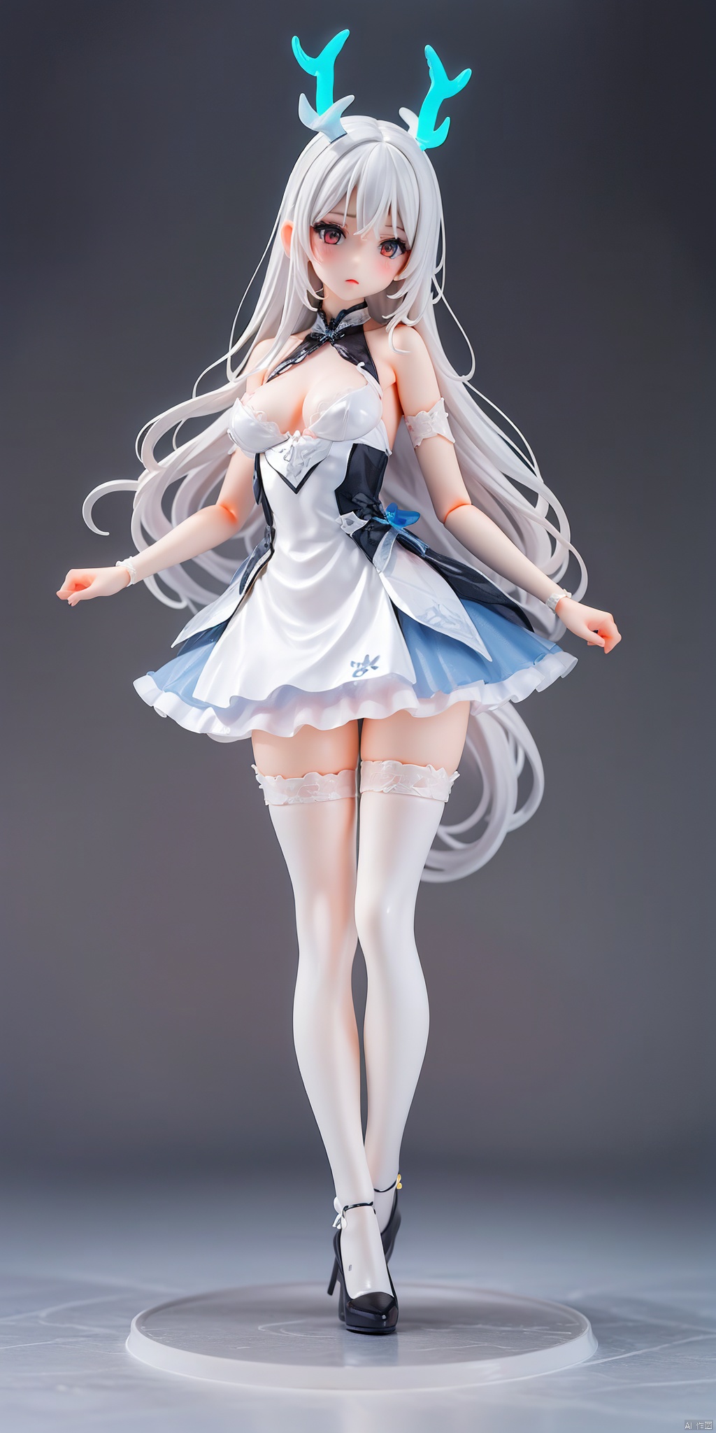  1girl, solo, yinyou, Fluorescent antlers,yinyou color, qingsha, faxa, dress, ( figma:0.8)