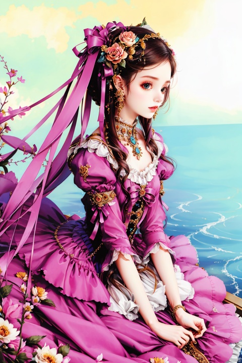  1girl,flowers, jewerly,looking at far,ASF, NVZ,lolita_fashion,syd,