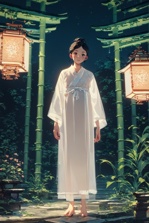  score_9, score_8_up, score_7_up, score_6_up, score_5_up, score_4_up, 
1girl,((see through long robe)),(depth of field),thin body,architecture,east asian architecture,lantern,standing in bamboo garden,night,in the dark,lee light,far away,