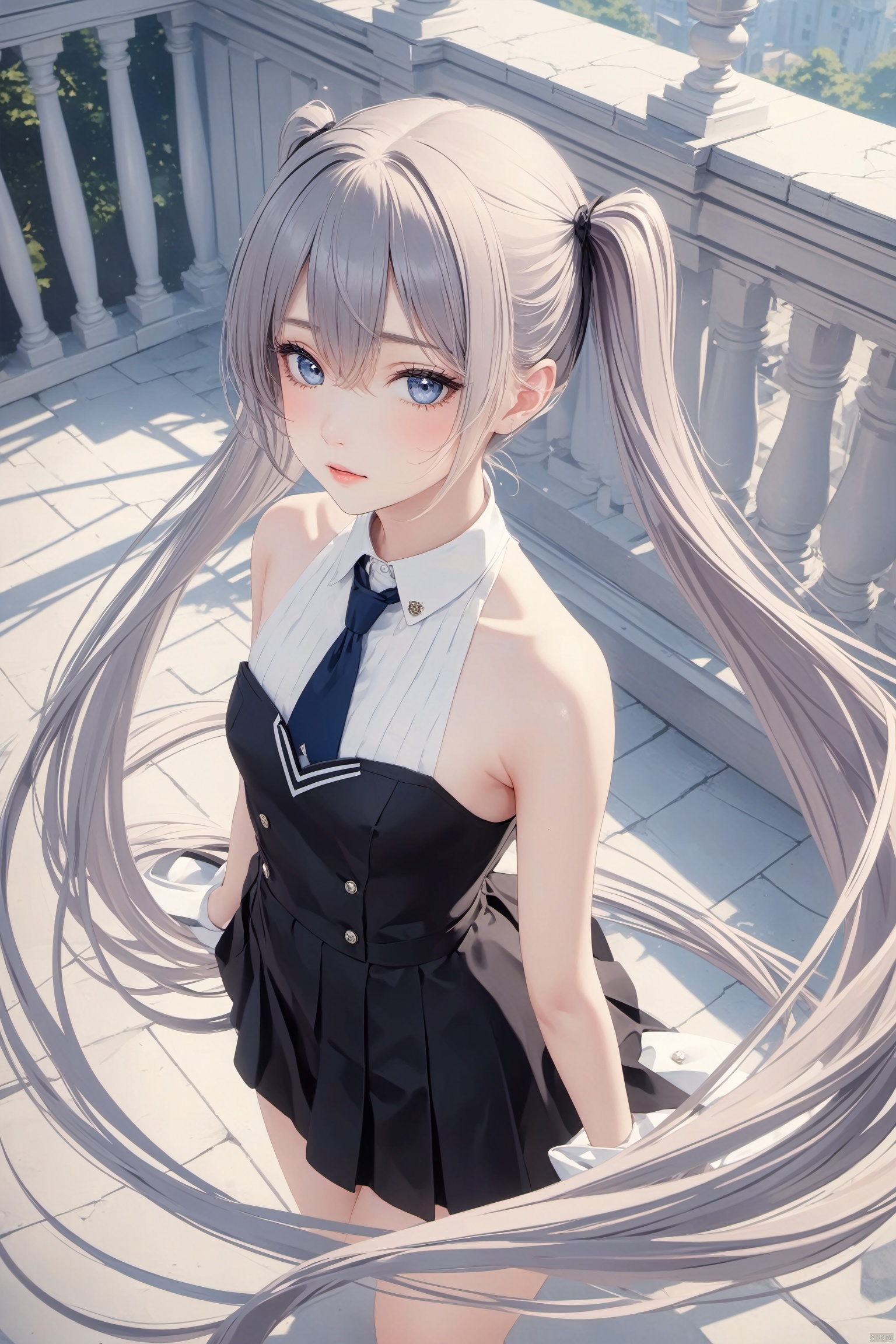  as7033,((school unifrom)), 1girl, solo, looking at viewer, long hair, twintails, very long hair, small breasts, hair between eyes, bare shoulders, bangs, ,, (((masterpiece,best quality))),Fantastic, imaginative, emotional, emotional rendering, brightly colored,ultra high res, Dynamic curves, active visuals, emotional colors, artistic sense, artistic colors, emotional colors, visual guidance,illustration,CG ,unity ,wallpaper, Amazing, an extremely delicate and beautiful, sharp focus,aerial perspective background,((good structure)),((Good composition)), ((clear, original,beautiful)), (clear details, clear light,clear structure),(high res raw,4K,8k),official art,,