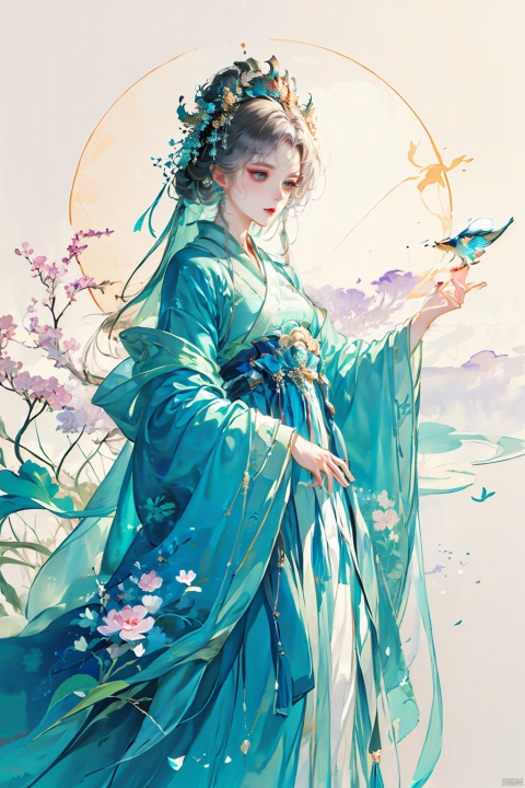  a woman in a purple dress with a flower crown on her head, guweiz, ((a beautiful fantasy empress)), artwork in the style of guweiz, beautiful anime portrait, palace , a girl in hanfu, digital anime illustration, beautiful anime style, a beautiful fantasy empress, anime illustration, anime fantasy illustration, beautiful character painting, trending on artstration, faxa