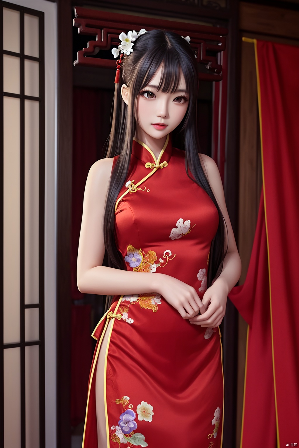  liuti,1girl,long hair,chinese dress,cowboy shot,best quality,masterpiece,