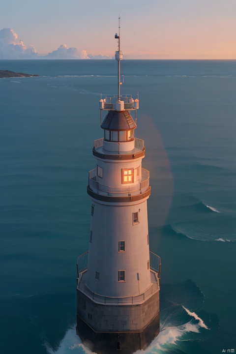 A lonely lighthouse by the sea,, shinkai color, OUT7033
