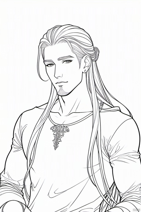 1boy,line style,long hair,