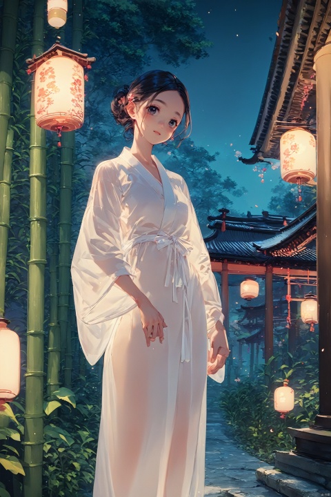  score_9, score_8_up, score_7_up, score_6_up, score_5_up, score_4_up, 
1girl,((see through long robe)),(depth of field),thin body,architecture,east asian architecture,lantern,standing in bamboo garden,night,in the dark,lee light,
