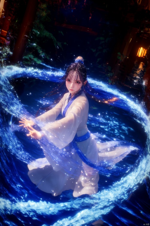  using wwm-water-magic,wwm-water-magic,using water-magic,ancient-costume,dancing,water-magic,fighting stance,1girl,solo,,water-magi