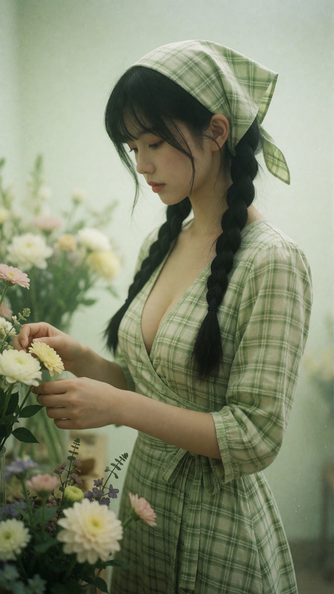 faded film aesthetics,  single female character,  (long black hair) by 菟丝子 on Tensor.Art