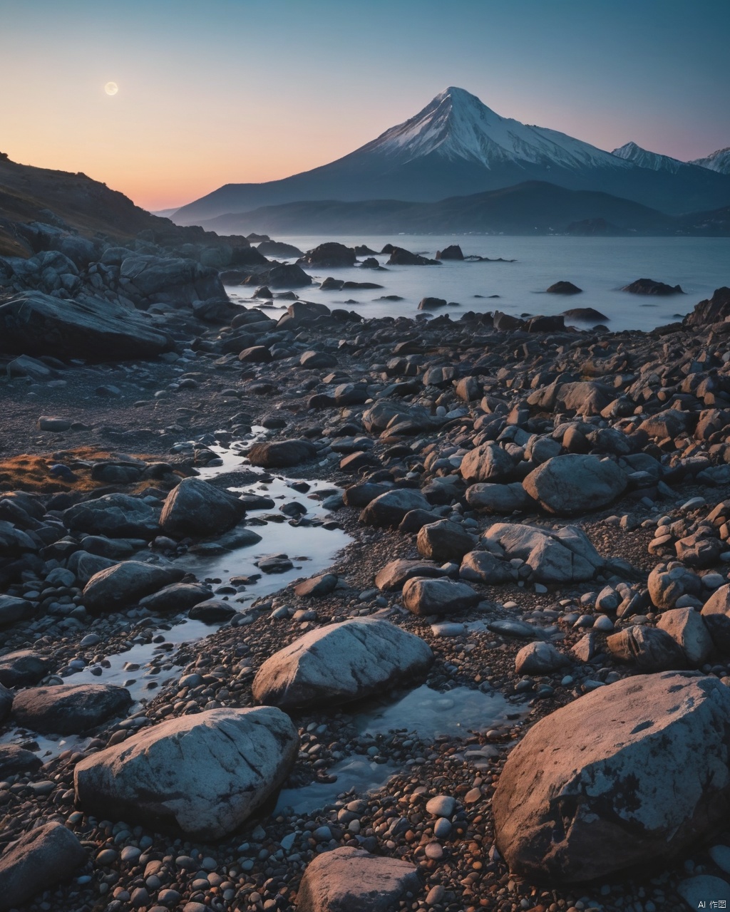 The vibrant colors of the moonlit dawn, casting soft shadows across its rocky surface and an intricate yet vivid texture that echoes in their distant tones. Influenced by romantic literature such as 'Moonlight' or gothic tales like Mary Magdalene-Jones's novels about dark elves wandering through barren landscapes seeking enlightenment amidst vast celestial cottages on a pastoral plain made possible , 2000s vintage RAW photo, photorealistic, film grain, candid camera, color graded cinematic, eye catchlights, atmospheric lighting, imperfections, natural, shallow dof, High level of detail to create a photographic-like image, focusing on lighting, realistic textures, hyperdetailed.