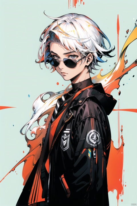  //
( code background), (data background,:1.2),
//
multicolored_background,red and white background,sam yang, (1boy:1.3), (short white hair,hair slicked back,:1.2)black sunglasses, expressionless,cowboy shot, no_eyes,(colored inner hair, colored_tips,:1.2), shota, ink style, Light-electric style, (\shuang hua\), 372089, flat, saibo