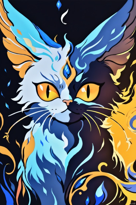 chimera (cat:1.1) merge (rabbit:1.3) combo | large ears | dark background setting | roaring | bioluminesence | glowing eyes | stunning detail, (close up:2), creative, (detailed digital painting:3), deep color, fantastical, intricate detail, splash screen, complementary colors, fantasy concept art, 8k resolution trending on Artstation Unreal Engine 5, detailed, masterpiece,oil painting