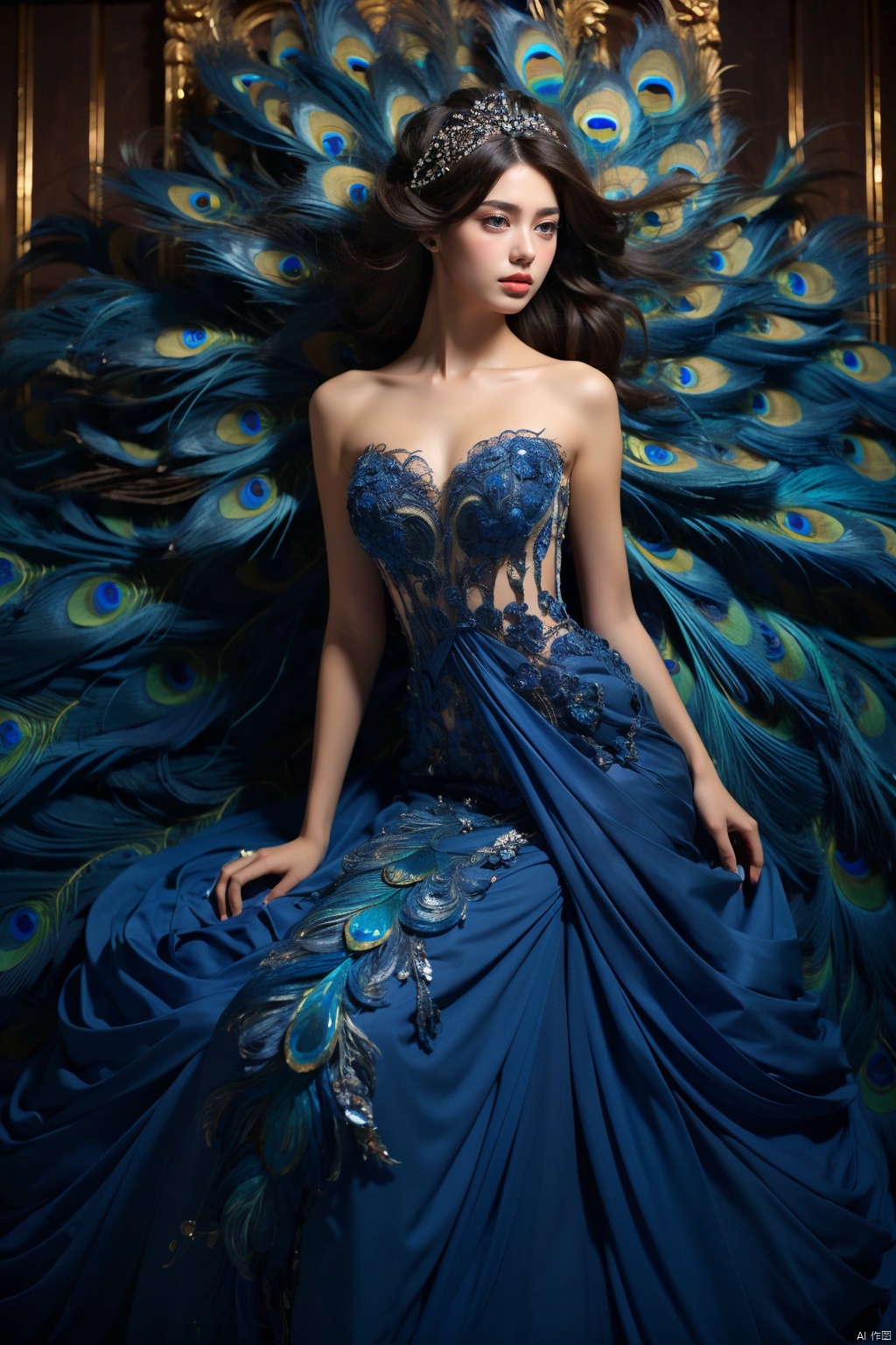 Peacock Feather Prom Dress