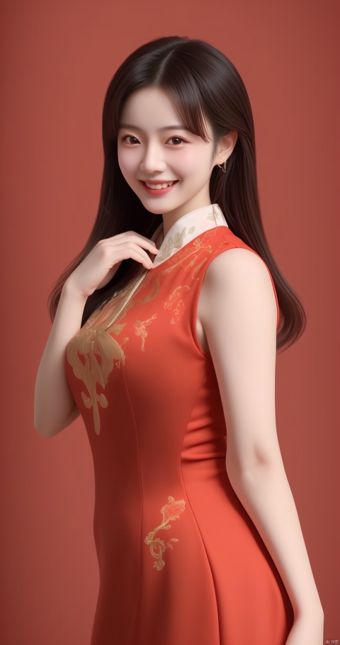  guangzy, 1girl, solo, red theme,best quality, ultra-detailed, masterpiece, finely detail, highres, 8k wallpaper,smile, xiqing
