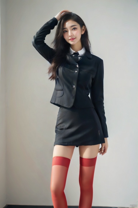  masterpiece,bestquality,realistic,8k,officialart,ultrahighres,school uniforms,1girl, plsw,red legwear