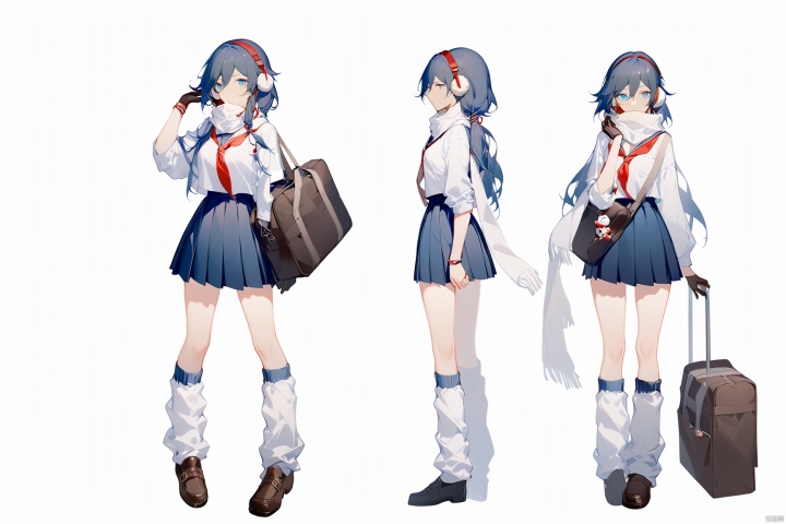  [[fu hua (phoenix)(honkai impact 3rd)]],nai3,1girl,solo,blue eyes
{artist:ask(askzy)}, 
(Multiple views)
scarf,skirt,bag,school bag,school uniform,bag charm,plaid scarf,shoulder bag,gloves,blue skirt,silk,brown footwear,shoes,scarf over mouth,duffel bag,fu hua,blue_eyes,hair_between_eyes,(white earmuffs),pleated skirt,((serafuku, (((loose socks, ))) white scarf, neckerchief,