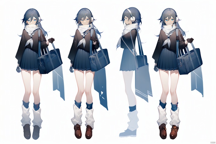  [[fu hua (phoenix)(honkai impact 3rd)]],nai3,1girl,solo,blue eyes
{artist:ask(askzy)}, 
(Multiple views)
scarf,skirt,bag,school bag,school uniform,bag charm,plaid scarf,shoulder bag,gloves,blue skirt,silk,brown footwear,shoes,scarf over mouth,duffel bag,fu hua,blue_eyes,hair_between_eyes,(white earmuffs),pleated skirt,((serafuku, (((loose socks, ))) white scarf, neckerchief,