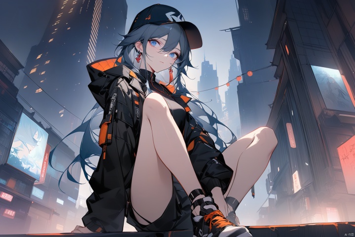  [[fu hua (phoenix)(honkai impact 3rd)]],nai3,1girl,solo,blue eyes
{artist:ask(askzy)}, 
(Multiple views)
best quality,masterpiece,illustration,chinese style,skyscraper,building,city,cityscape,hat,earrings,baseball_cap,1girl,long_hair,jacket,chain-link_fence,hood,bridge,solo,architecture,shoes,sitting,city_lights,east_asian_architecture,looking_at_viewer,neonpunkai,BJ_Violent_graffiti,midjourney,Urban techwear,Outfi,chinese style