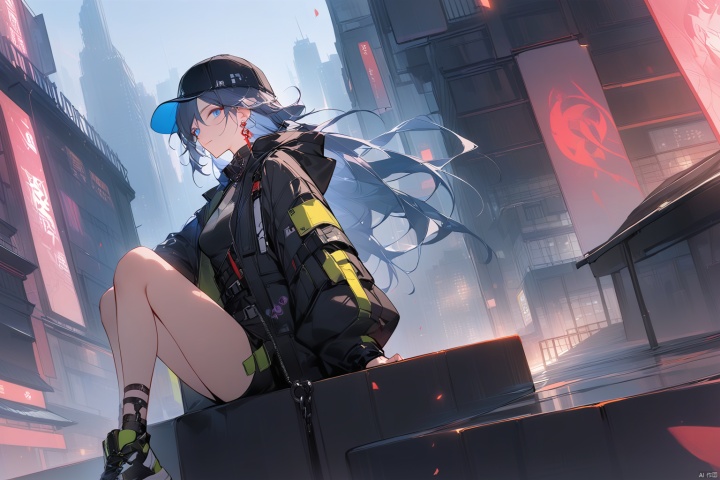  [[fu hua (phoenix)(honkai impact 3rd)]],nai3,1girl,solo,blue eyes
{artist:ask(askzy)}, 
(Multiple views)
best quality,masterpiece,illustration,chinese style,skyscraper,building,city,cityscape,hat,earrings,baseball_cap,1girl,long_hair,jacket,chain-link_fence,hood,bridge,solo,architecture,shoes,sitting,city_lights,east_asian_architecture,looking_at_viewer,neonpunkai,BJ_Violent_graffiti,midjourney,Urban techwear,Outfi,chinese style