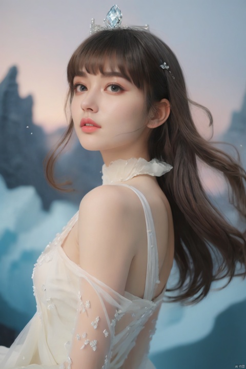 (absurdres, highres, ultra detailed),1girl, 26yo girl,wavy long hair, auburn hair, coral eyes, bangs, long sleeves,
finely detailed eyes and detailed face, extremely detailed CG unity 8k wallpaper, intricate details, (style-swirlmagic:1.0), looking at viewer, solo, upper body, detailed background, close up, detailed face, (gothic dark ages theme:1.1), crystal sorcerer, dynamic pose, earth themed clothes, crystal crown, floating in the air, glowing magical shards, surrounded by blue magical crystals, rock formations, stalactites, magical floating particles, crystal glass, crystal sphere, crystal canyon background, (shallow water:0.7), epic ethereal atmosphere, updraft, pantyhose, HUBG_CN_illustration, 21yo girl,