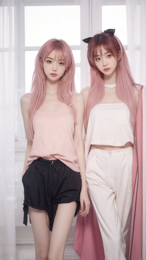  pink hair .Messy long hair. Delicate skin with. Upper body. 1girl, 1girl, wangyushan