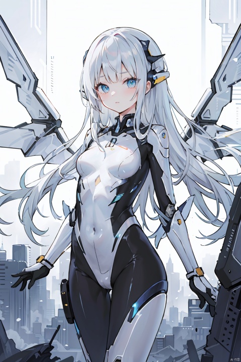 {{master piece}},best quality,illustration,1girl,small breast,beatiful detailed eyes,beatiful detailed cyberpunk city,flat_chest,beatiful detailed hair,wavy hair,beatiful detailed steet,mecha clothes,robot girl,cool movement,sliver bodysuit,{filigree},dargon wings,colorful background,a dragon  stands behind the girl,rainy days,{lightning effect},beatiful detailed sliver dragon arnour,（cold face）, 1girl, apocalypse