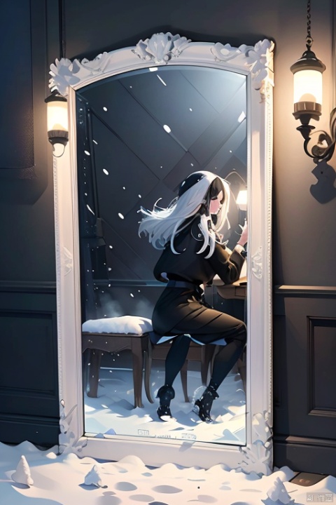 Have you not heard of, See how lovely locks in bright mirrors in high chambers, Though silken-black at morning, have changed by night to snow., vector illustration