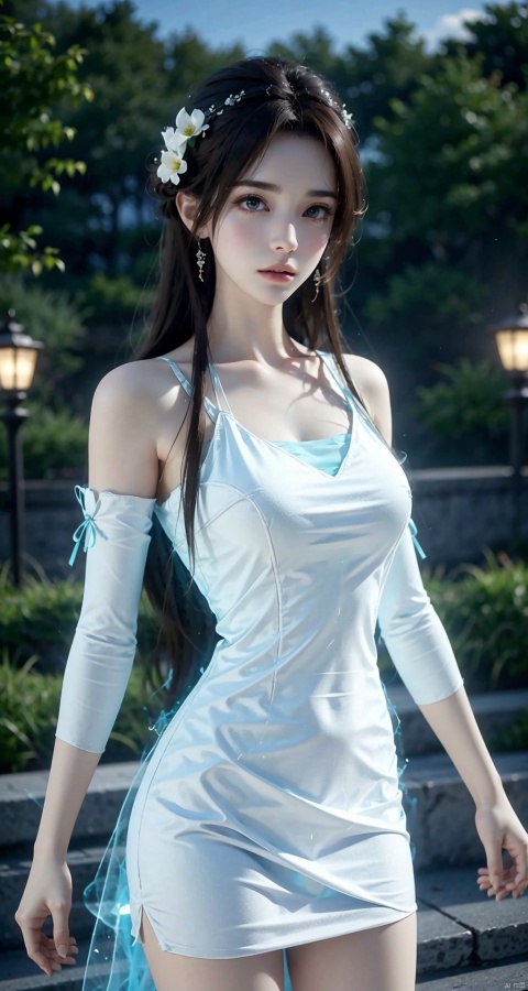  DaoTeGC,white dress,Epic CG masterpiece,hdr,dtm,8K,ultra detailed graphic tension,dynamic poses,stunning colors,3D rendering,surrealism,cinematic lighting effects,realism,00 renderer,super realistic,super vista,HD,DaoTeGC,jewelry,flower,detached sleeves,floating hair,white dress, Hanama wine, midjourney, BJ_Violent_graffiti, yunqing, 30710