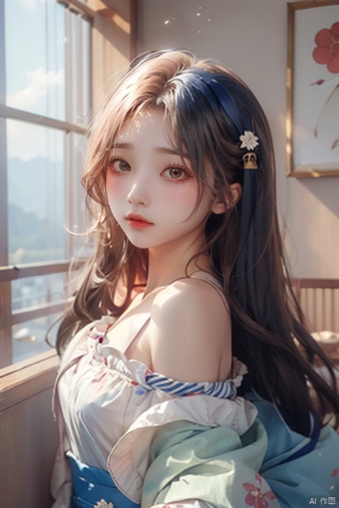  (watercolor_medium), ((ukiyoe style)), ((((masterpiece)))), (((best quality))), (illustration),(1girl:1.5),(solo:1.5), ((an extremely delicate and beautiful)), ((little girl)) , cute, ((hime_cut)), side blunt bangs,(ultramarine hair:1.2), hairs between eyes, ribbons, Bracelet , bare shoulders,((japanese_clothes)), sakura, ((slit pupils)), ((miko)), (off_shoulder), ace, (Kagura Suzu),sword, 1girl, (\meng ze\)